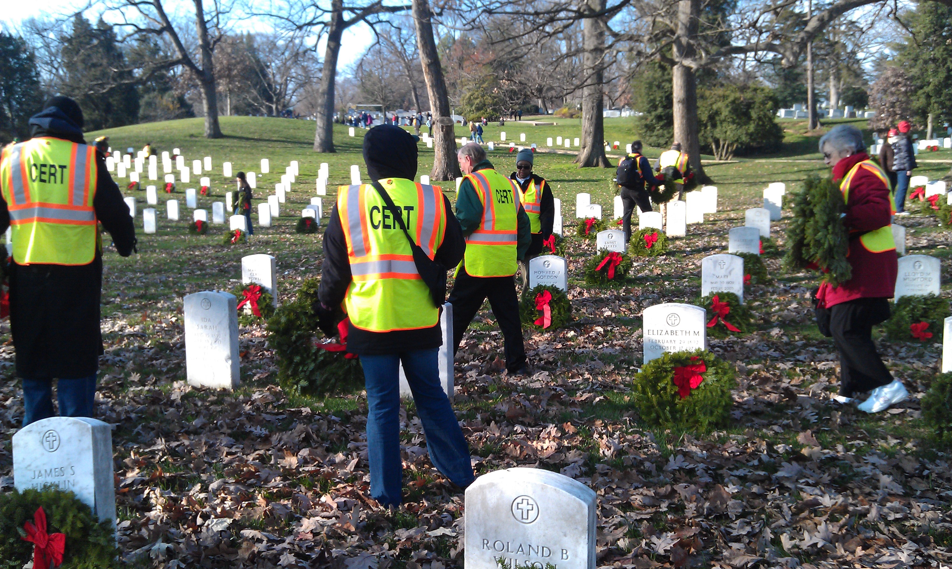 Laying Wreaths at the local Cemetery